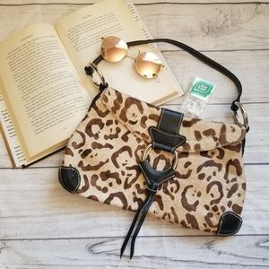 Genuine Leather Horse Hair Leopard Print Bag,VGUC